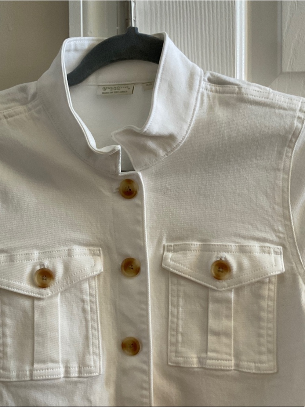 Spartina 449 White Utility Jacket with Button Front and side lace up for adj fit - Picture 3 of 5